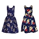 Casual Frock for Baby Girls,Blue Printed and Olive Printed,Pack of 2