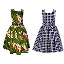 Casual Frock for Baby Girls,Blue Printed and Olive Printed,Pack of 2