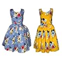 Casual Frock for Baby Girls,Blue Printed and Olive Printed,Pack of 2