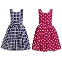 Casual Frock for Baby Girls,Blue Printed and Olive Printed,Pack of 2