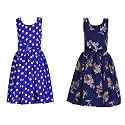 Casual Frock for Baby Girls,Blue Printed and Olive Printed,Pack of 2