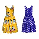 Casual Frock for Baby Girls,Blue Printed and Olive Printed,Pack of 2