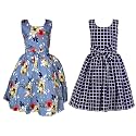 Casual Frock for Baby Girls,Blue Printed and Olive Printed,Pack of 2