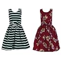 Casual Frock for Baby Girls,Blue Printed and Olive Printed,Pack of 2