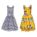 Casual Frock for Baby Girls,Blue Printed and Olive Printed,Pack of 2