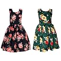 Casual Frock for Baby Girls,Blue Printed and Olive Printed,Pack of 2