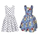 Casual Frock for Baby Girls,Blue Printed and Olive Printed,Pack of 2