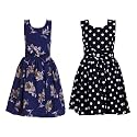 Casual Frock for Baby Girls,Blue Printed and Olive Printed,Pack of 2