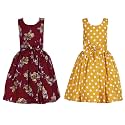 Casual Frock for Baby Girls,Blue Printed and Olive Printed,Pack of 2