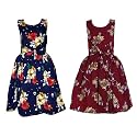 Casual Frock for Baby Girls,Blue Printed and Olive Printed,Pack of 2
