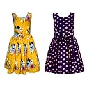 Casual Frock for Baby Girls,Blue Printed and Olive Printed,Pack of 2