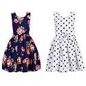 Casual Frock for Baby Girls,Blue Printed and Olive Printed,Pack of 2