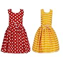 Casual Frock for Baby Girls,Blue Printed and Olive Printed,Pack of 2