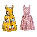 Casual Frock for Baby Girls,Blue Printed and Olive Printed,Pack of 2