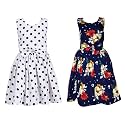 Casual Frock for Baby Girls,Blue Printed and Olive Printed,Pack of 2