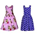 Casual Frock for Baby Girls,Blue Printed and Olive Printed,Pack of 2