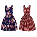 Casual Frock for Baby Girls,Blue Printed and Olive Printed,Pack of 2