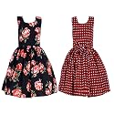 Casual Frock for Baby Girls,Blue Printed and Olive Printed,Pack of 2