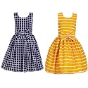 Casual Frock for Baby Girls,Blue Printed and Olive Printed,Pack of 2