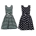 Casual Frock for Baby Girls,Blue Printed and Olive Printed,Pack of 2