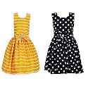 Casual Frock for Baby Girls,Blue Printed and Olive Printed,Pack of 2