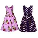 Casual Frock for Baby Girls,Blue Printed and Olive Printed,Pack of 2