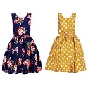 Casual Frock for Baby Girls,Blue Printed and Olive Printed,Pack of 2