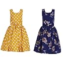 Casual Frock for Baby Girls,Blue Printed and Olive Printed,Pack of 2
