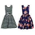 Casual Frock for Baby Girls,Blue Printed and Olive Printed,Pack of 2