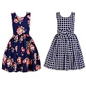 Casual Frock for Baby Girls,Blue Printed and Olive Printed,Pack of 2