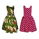 Casual Frock for Baby Girls,Blue Printed and Olive Printed,Pack of 2