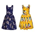 Casual Frock for Baby Girls,Blue Printed and Olive Printed,Pack of 2
