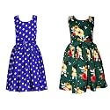 Casual Frock for Baby Girls,Blue Printed and Olive Printed,Pack of 2