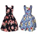 Casual Frock for Baby Girls,Blue Printed and Olive Printed,Pack of 2