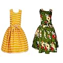 Casual Frock for Baby Girls,Blue Printed and Olive Printed,Pack of 2