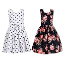 Casual Frock for Baby Girls,Blue Printed and Olive Printed,Pack of 2