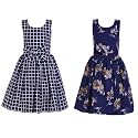 Casual Frock for Baby Girls,Blue Printed and Olive Printed,Pack of 2
