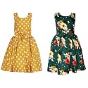 Casual Frock for Baby Girls,Blue Printed and Olive Printed,Pack of 2