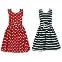 Casual Frock for Baby Girls,Blue Printed and Olive Printed,Pack of 2