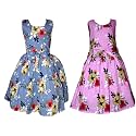 Casual Frock for Baby Girls,Blue Printed and Olive Printed,Pack of 2