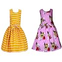 Casual Frock for Baby Girls,Blue Printed and Olive Printed,Pack of 2