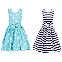Casual Frock for Baby Girls,Blue Printed and Olive Printed,Pack of 2