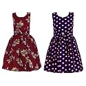 Casual Frock for Baby Girls,Blue Printed and Olive Printed,Pack of 2