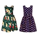 Casual Frock for Baby Girls,Blue Printed and Olive Printed,Pack of 2