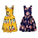 Casual Frock for Baby Girls,Blue Printed and Olive Printed,Pack of 2