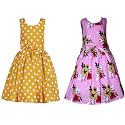 Casual Frock for Baby Girls,Blue Printed and Olive Printed,Pack of 2