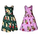 Casual Frock for Baby Girls,Blue Printed and Olive Printed,Pack of 2
