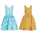 Casual Frock for Baby Girls,Blue Printed and Olive Printed,Pack of 2