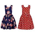 Casual Frock for Baby Girls,Blue Printed and Olive Printed,Pack of 2