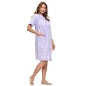 Casual Nights Women's Snap - Front House Dress Short Sleeve Woven Housecoat Duster Lounger Robe with Pockets